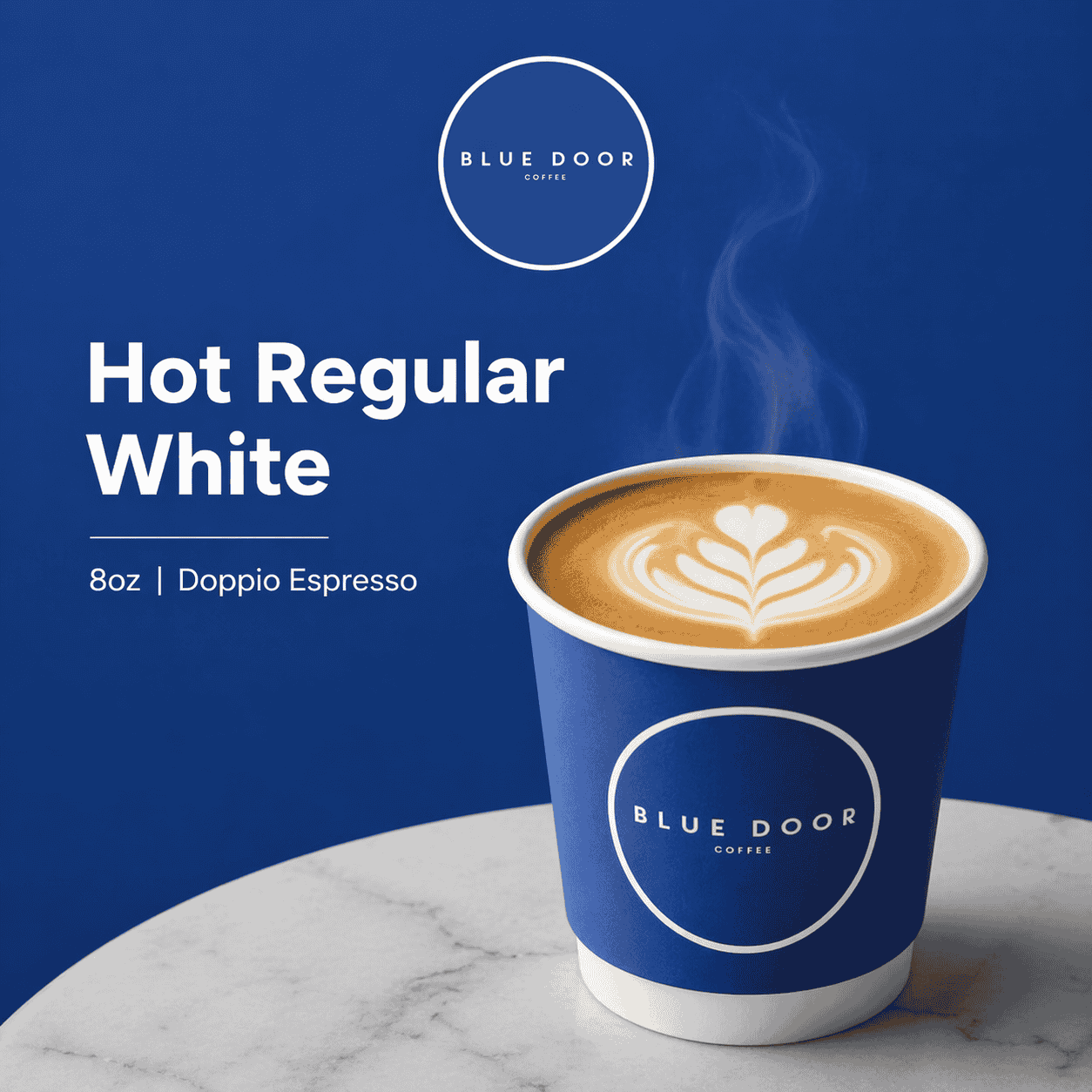 Hot Regular White Blue Door Coffee